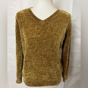 Buffalo David Bitton Women’s Yellow Knit Sweater Size L Long Sleeve Cut Out Back
